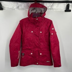 Liquid snowboards boardwear jacket hooded ski snow magenta burgundy red sz XS